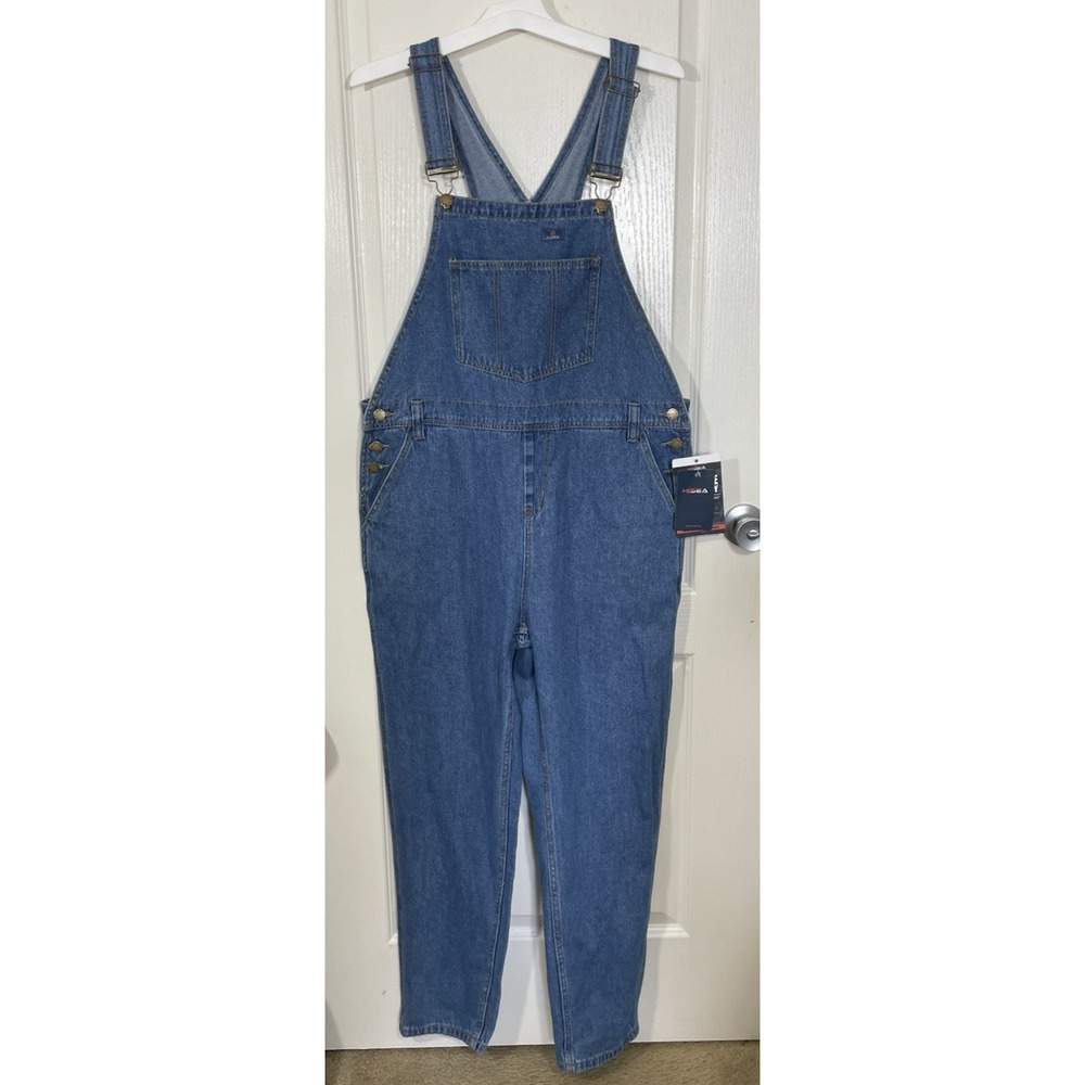 Hisea Denim Bib Coverall Overall Womens Large Blue Punk Grunge Streetwear Skater